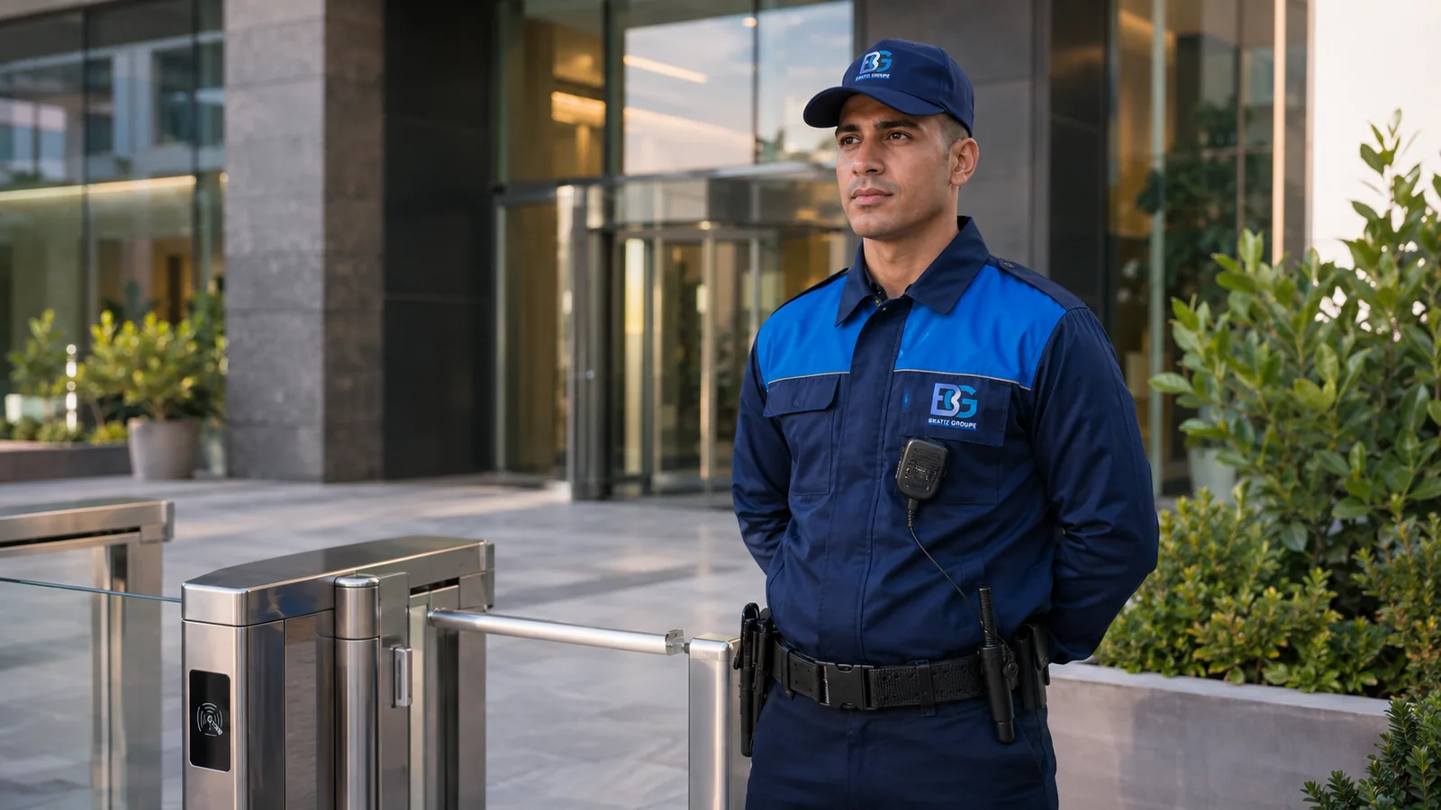 Agent de sécurité BRATIZ GROUPE au contrôle d’accès d’un bâtiment